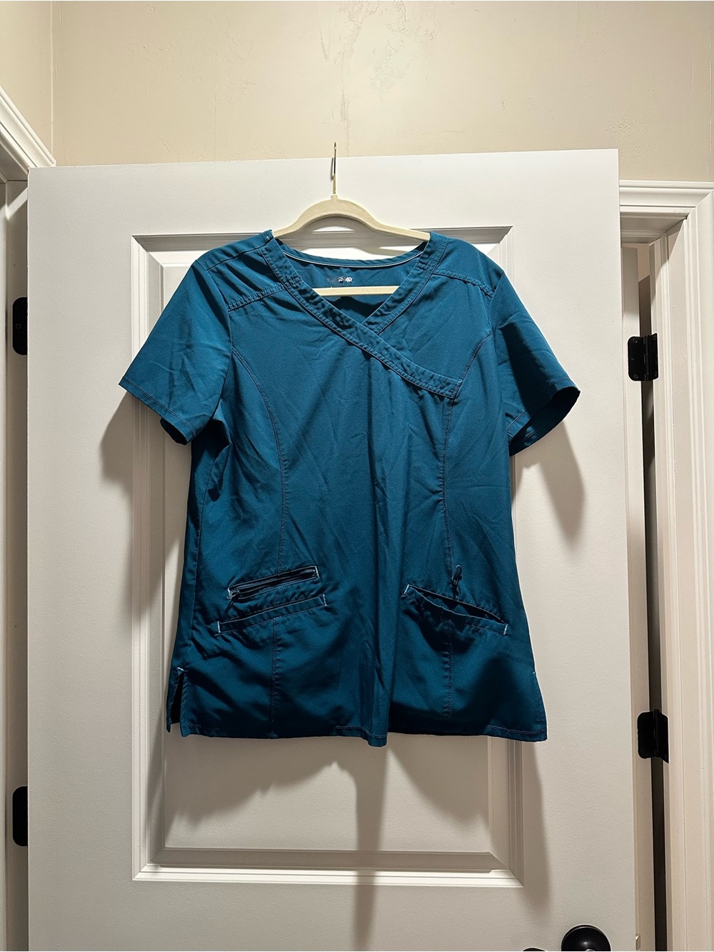 Women Teal V-Neck Scrub Top
